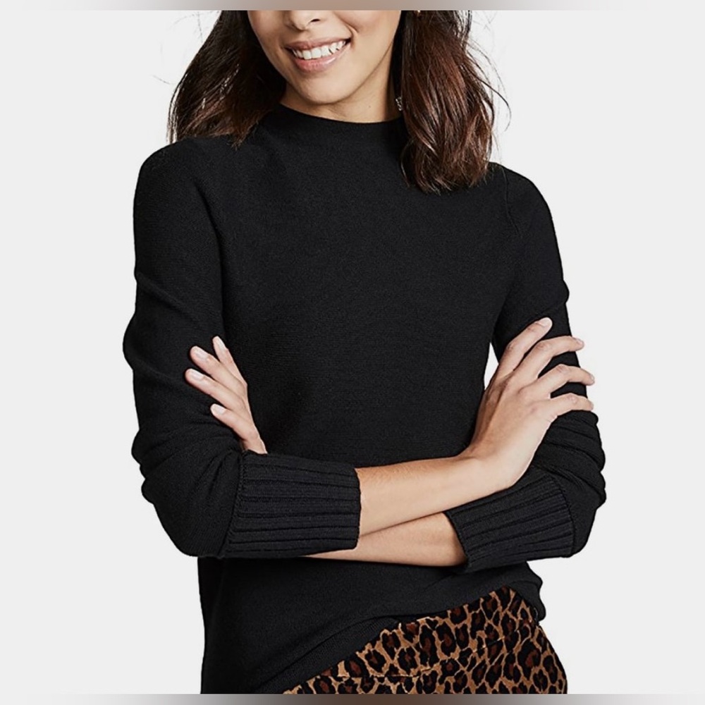 CLUB MONACO Black Wool Tommie Mock Neck Sweater